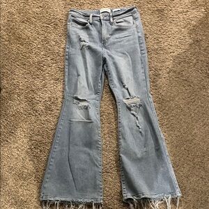 Celebrity Pink Light Blue Distressed Flare Jeans